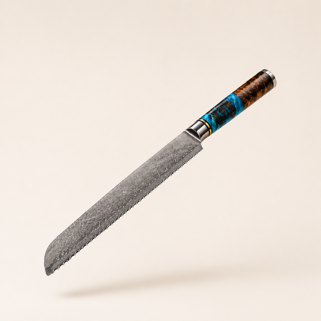 Couteau dentelé Damas 8"