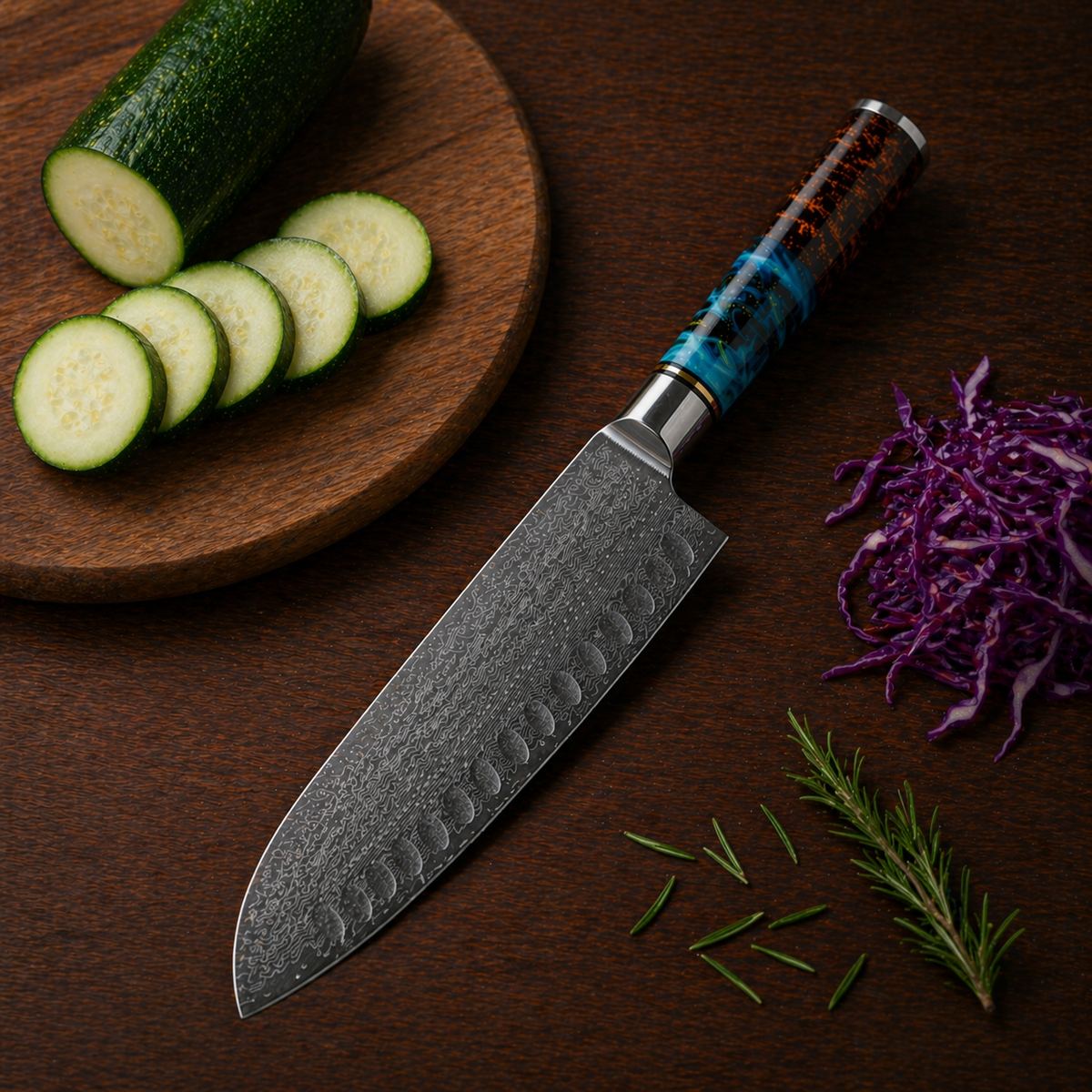 Couteau Santoku Damas 7"
