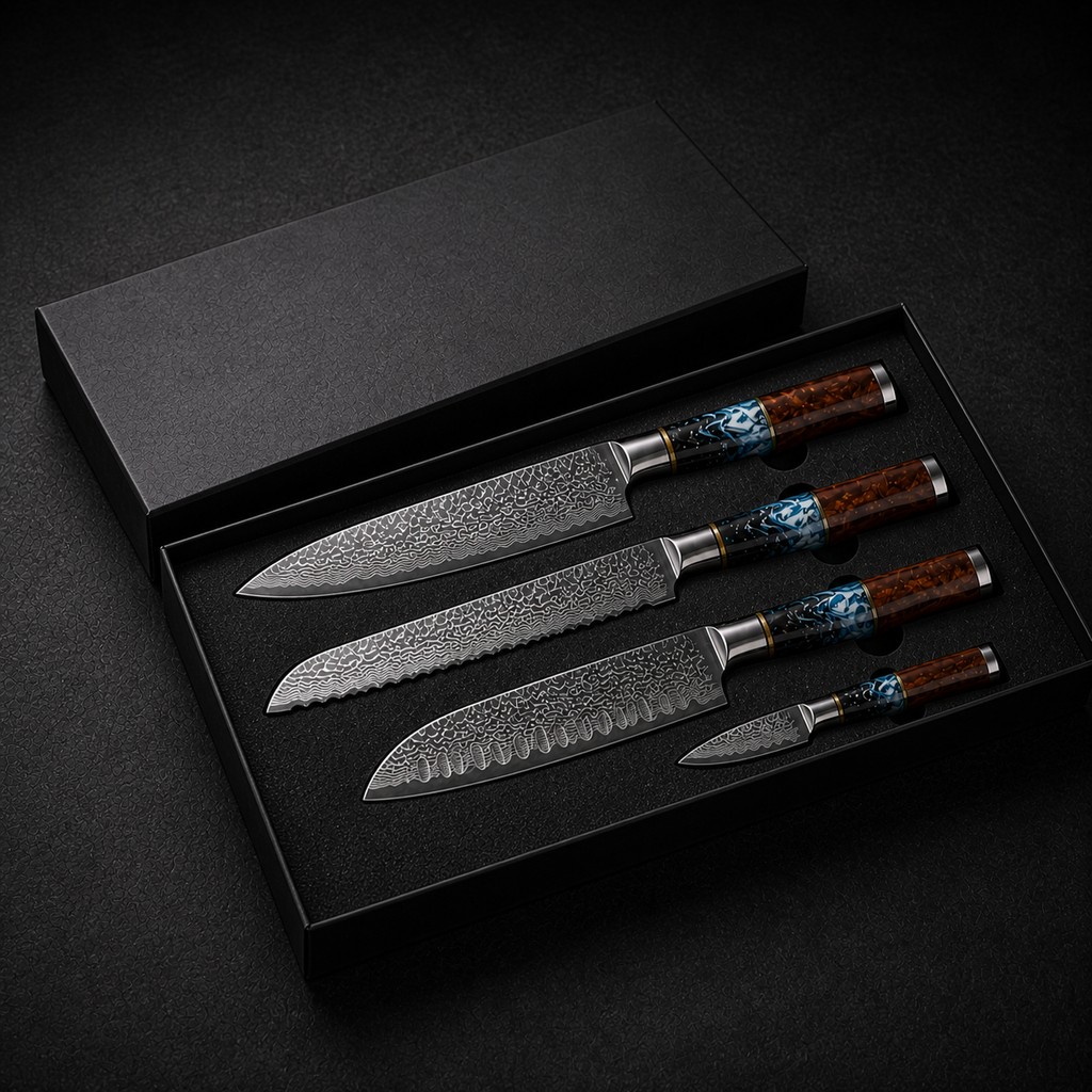 Coffret 4 couteaux Damas